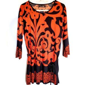 women’s Swirl Floral Animal pattern print top bl